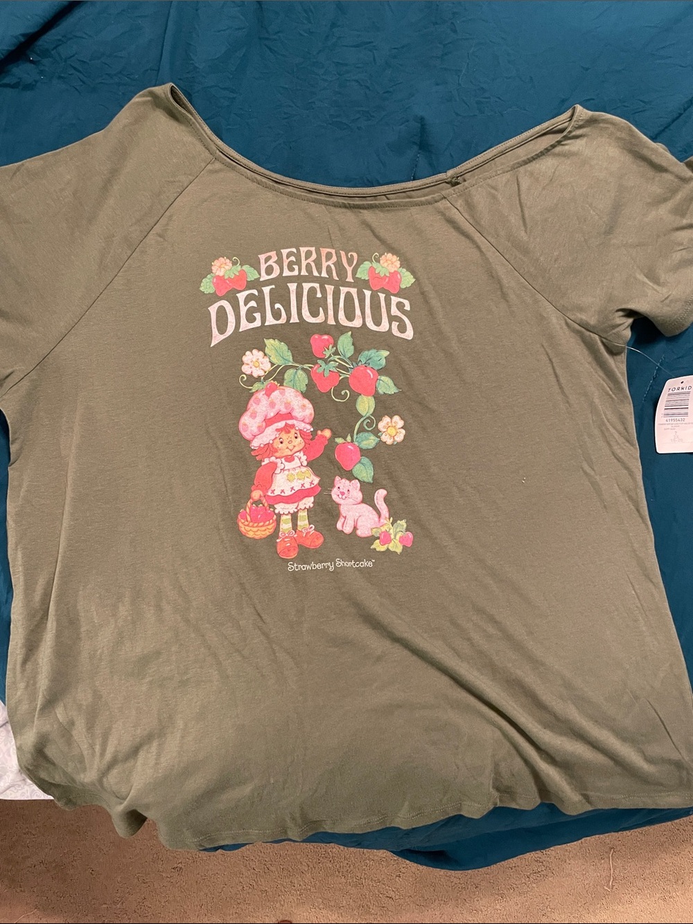 torrid Olive Green Strawberry Short Sleeve Graphic Tee